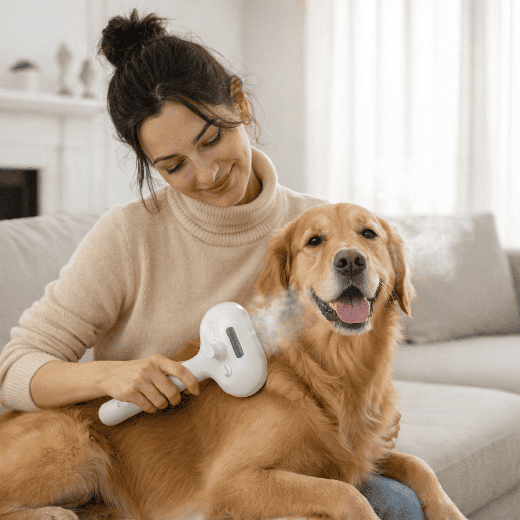 PawBrush™ – Spazzola a Vapore 3 in 1 per Meno Peli e Più Benessere